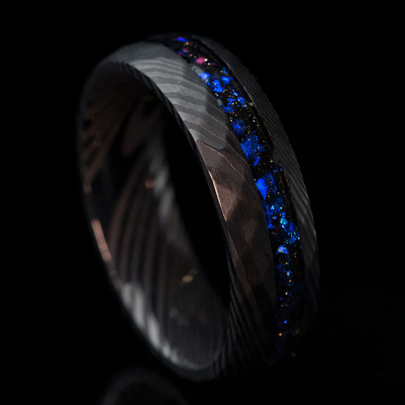 THE DARK MOON | Black Damascus & Alexandrite Men's Ring - Image 4