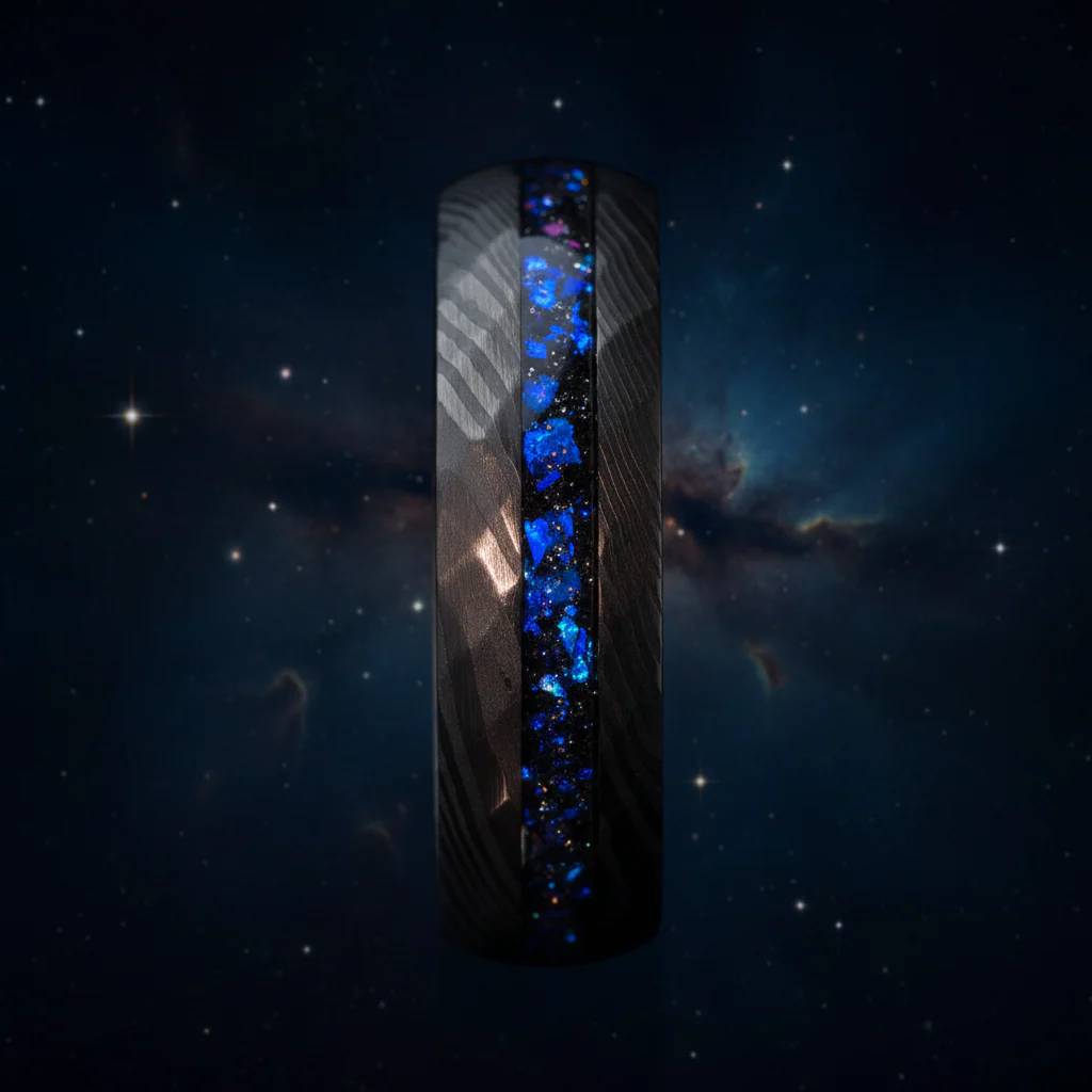 THE DARK MOON | Black Damascus & Alexandrite Men's Ring - Image 5