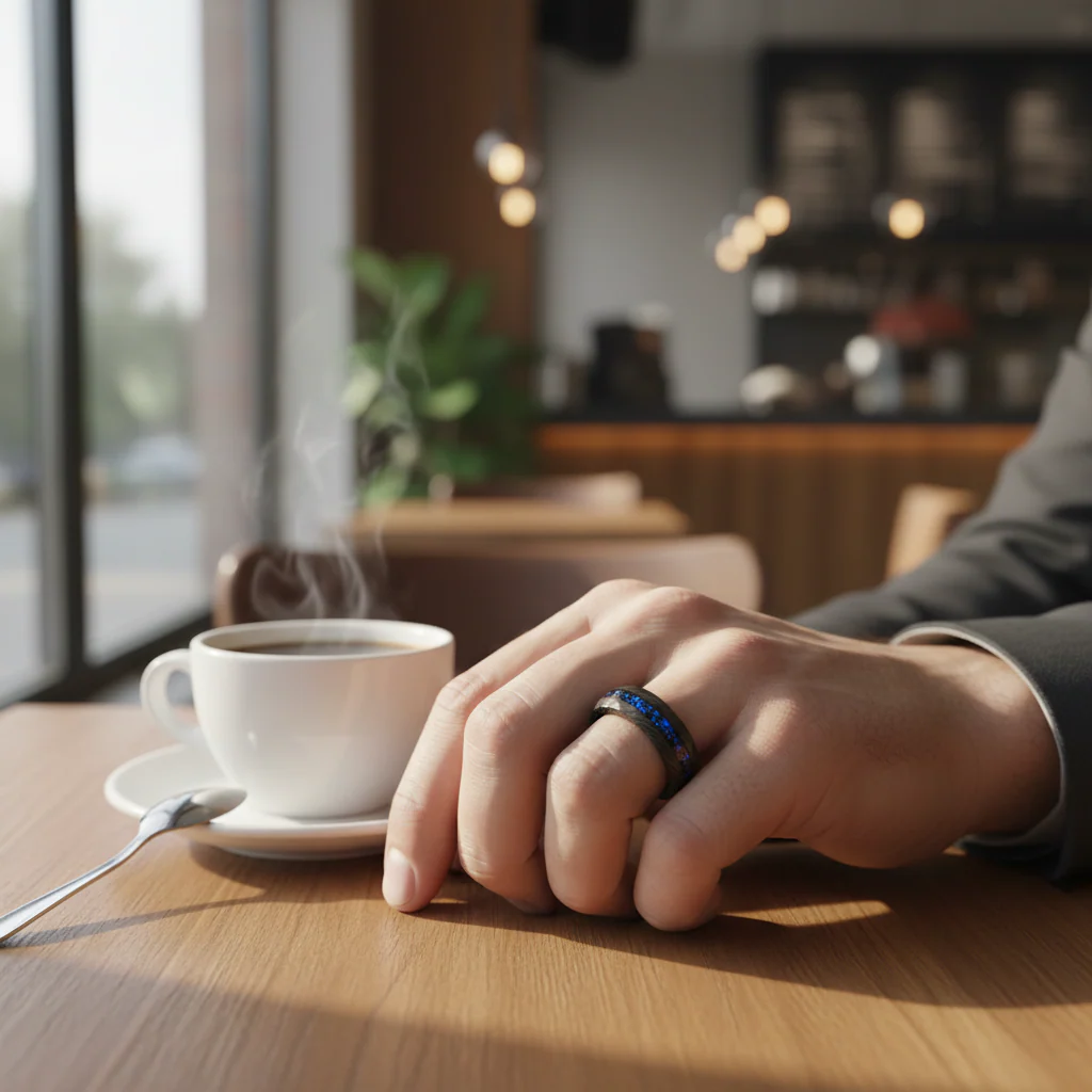 THE DARK MOON | Black Damascus & Alexandrite Men's Ring - Image 9